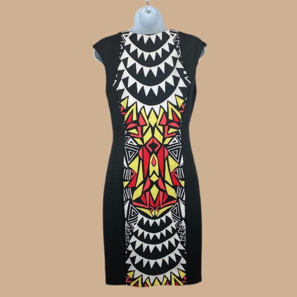 Sangria - Black / Multicolor Print - Bodycon Dress - Picture 2 of 6